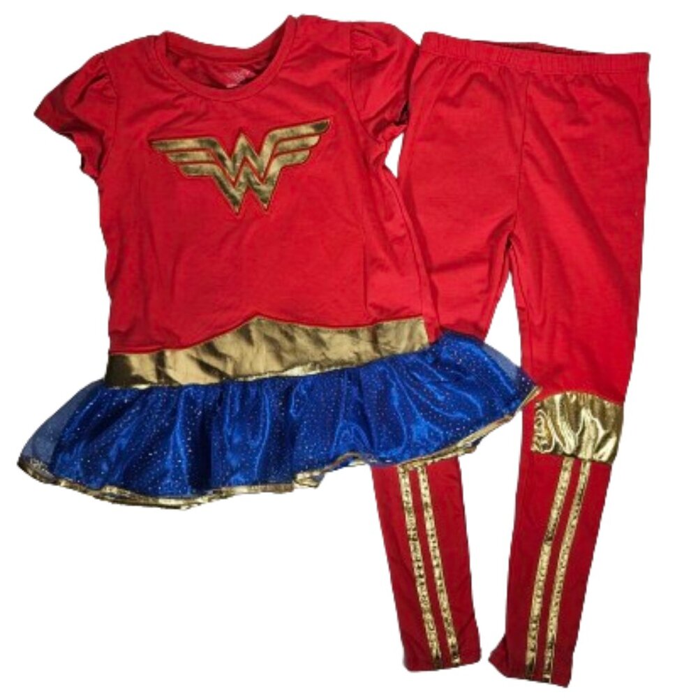 Wonder Woman Shirt and Legging Set Girls Size 6/6X Costume Halloween